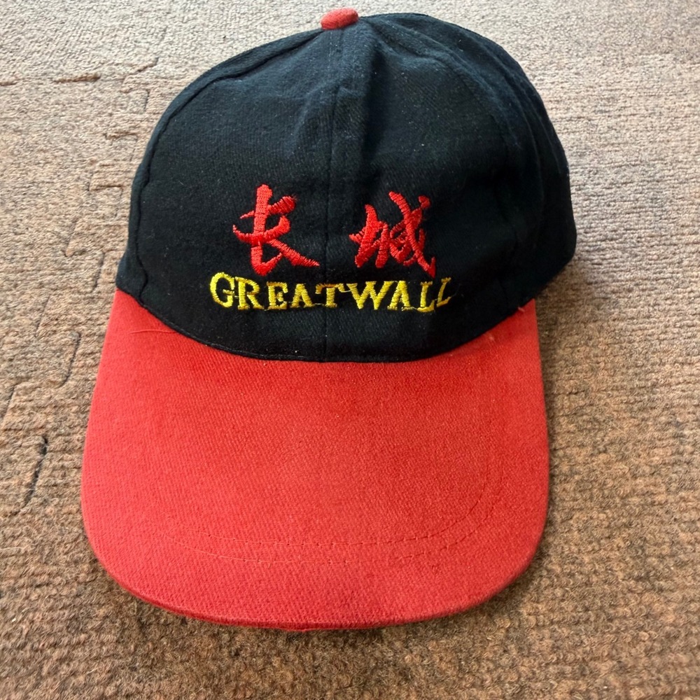 Great Wall China Souvenir Baseball Cap Black Red Embroidered Strapback Hat Mens